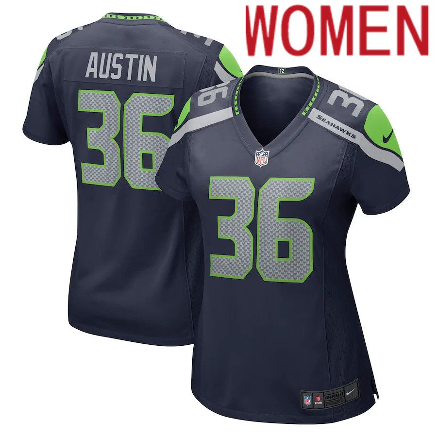 Women Seattle Seahawks #36 Blessuan Austin Nike College Navy Game Player NFL Jersey->women nfl jersey->Women Jersey
